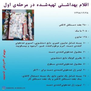 گزارش بخش نخست توزیع بسته های بهداشتی